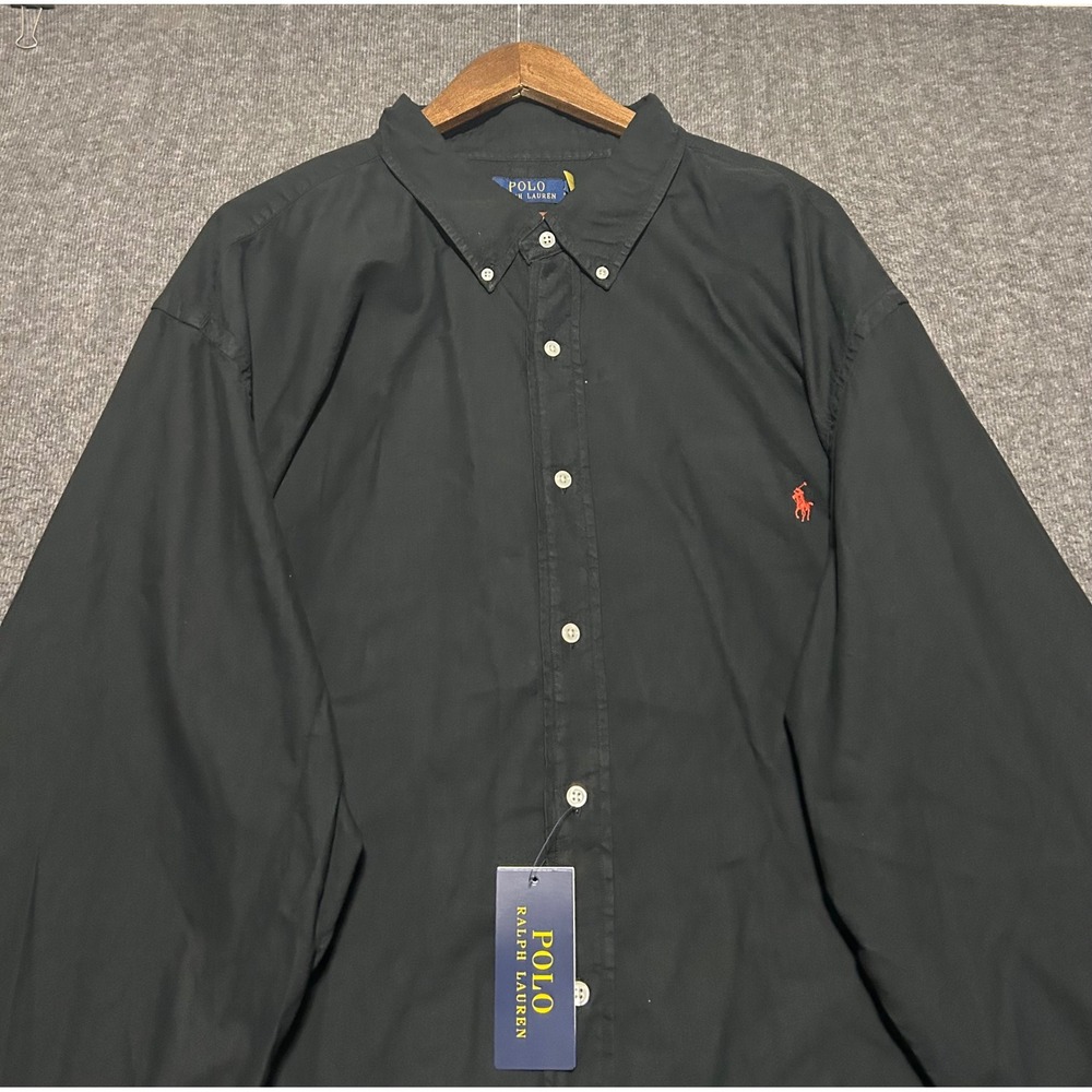 Polo ralph lauren button down shirt long sleeve black pony mens size 4XB new